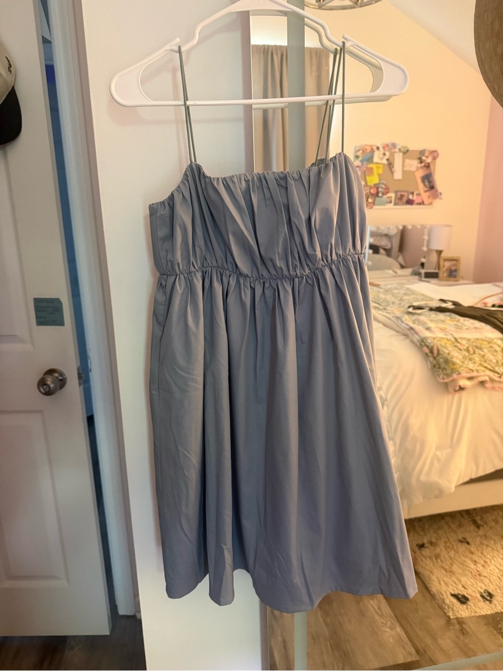 Lovet Dusty Blue Spaghetti-Strap Dress